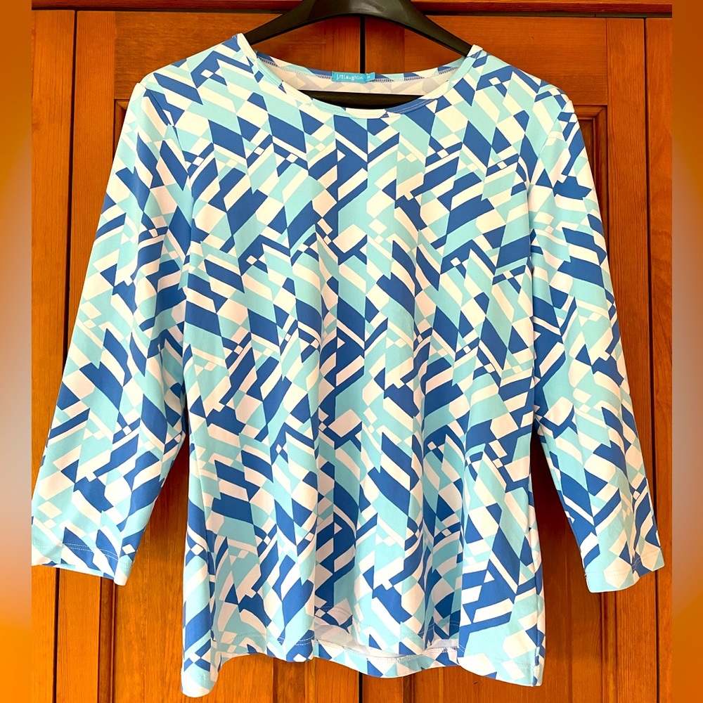 J.McLaughlin Catalina Cloth 3/4 Sleeve Print Top Medium